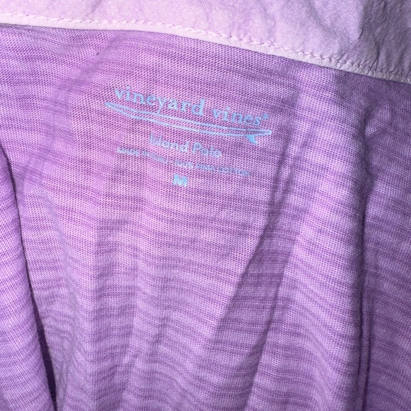 Vineyard Vines Island Polo Purple Stripe Men’s Medium Preppy Short Sleeve - Picture 2 of 3